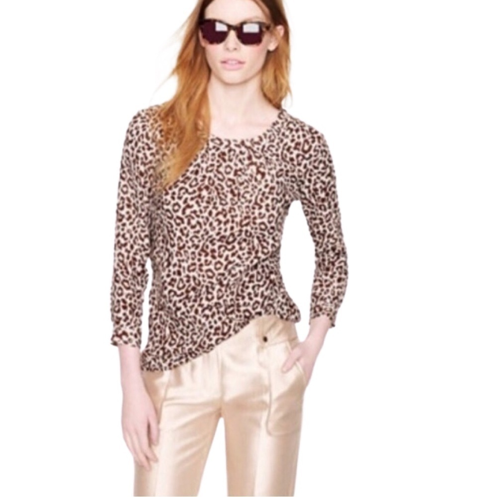 J. CREW Cheetah Print Linen Blouse